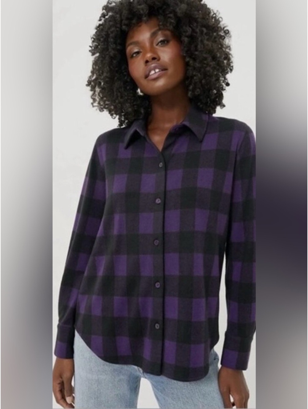 NWT Small Tuckernuck Purple Checkered Flannel Button Down